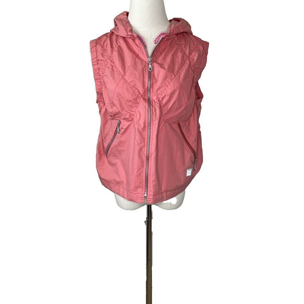 Marithe Francois Girbaud Coral nylon‎ cargo vest 2000's vintage Size XS/Small